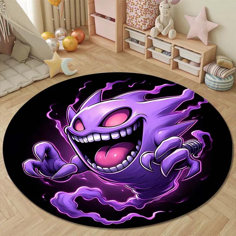 1 шт. Японские игры P-Pokemon G-Gengar Принт Круглый Ковер Коврик для Гостиной Спальни Ковер Фланелевый Нескользящий Ковер Подарок Potdemiel
