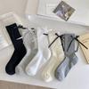 Boneless Heel Bow Solid Color Sweet Mid-calf Socks, Versatile, Pile Socks for Girls