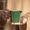 Квадратная чашка для чаепития с зеленой глазурью Японская керамическая чашка для чаепития Ган Бэй Равномерная чашка Ручной работы Разделитель для чая Чайное море