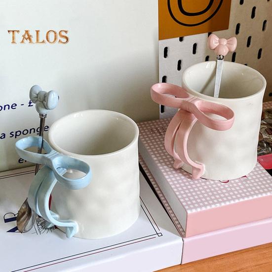 Керамическая кофейная кружка, элегантная чайная чашка для женщин, праздничная кружка с бантом и ручкой из ленты, кружка для горячих и холодных напитков, подарки на день рождения Святого Валентина