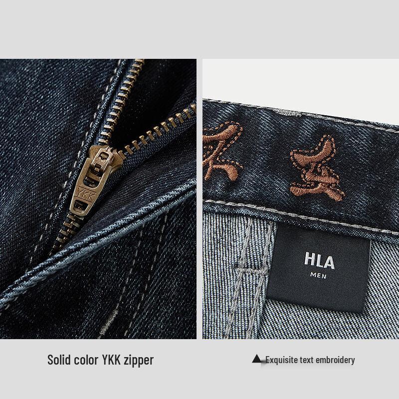 Мужские джинсы прямого кроя с вышивкой HLA