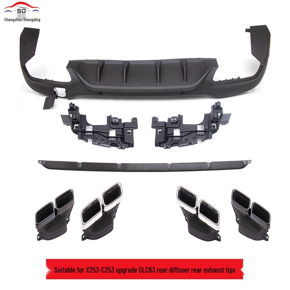 Compatible with 2016+ Mercedes-Benz GLC-Class X253/C253 for GLC63 rear diffuser and exhaust tips upgrade.