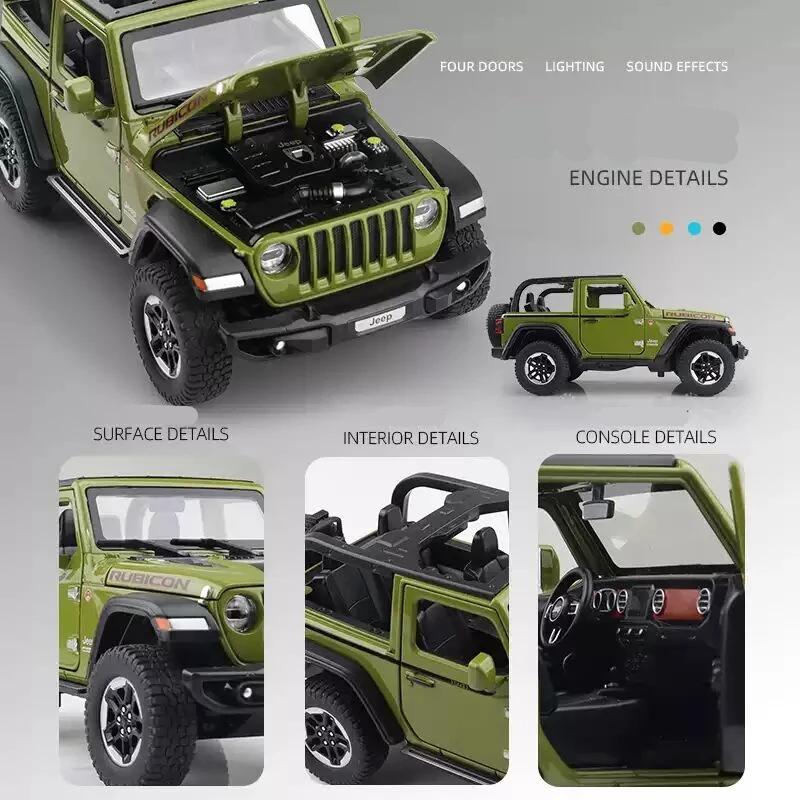 Масштаб 1/20 Jeep Wrangler Rubicon литые модели автомобилей из сплава металлические игрушечные внедорожники модель автомобиля имитационная коллекция детский подарок