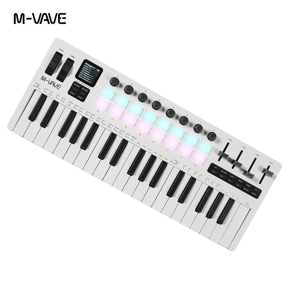 M-VAVE SMK-37 PRO 37-клавишная Клавиатура Поддерживает Беспроводное Подключение к Нескольким Системам 3 Октавы MIDI 16 Пэдов Барабанов Источник Звука