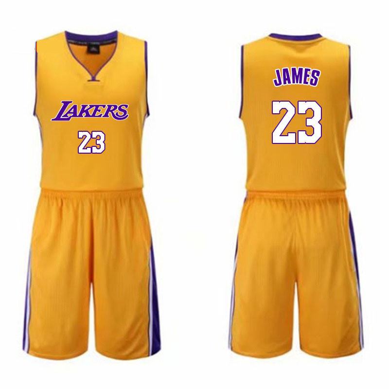 Баскетбольный комплект формы Los Angeles Lakers Леброн Джеймс из полиэстера для мужчин и любителей спорта
