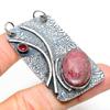 Rhodonite, Garnet Handmade 925 Sterling Silver Gift Pendant 2.48" W9V80