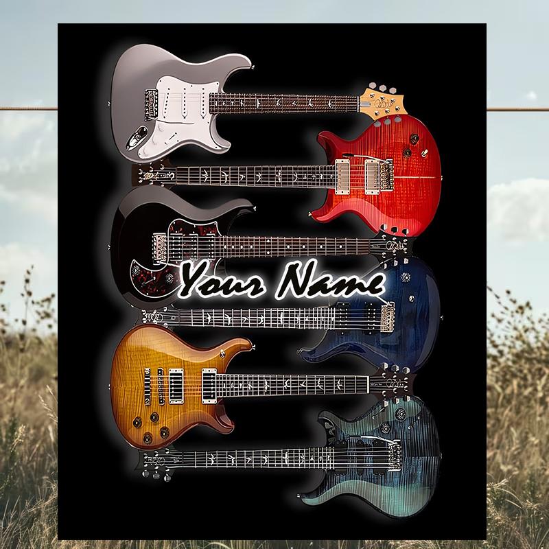 1PC Custom Name Guitar Collection Artwork outdooor Flannel blankets Patterns Throw Blanket All-Season Soft Gift for Couch, Bed, Camping gifts