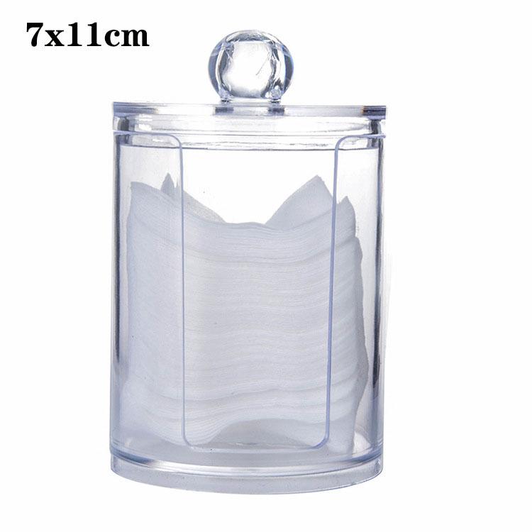 Cotton Swab Organizer Storage Bamboo Cover Acrylic Round Organizer Makeup Storage Box Container Organizadores