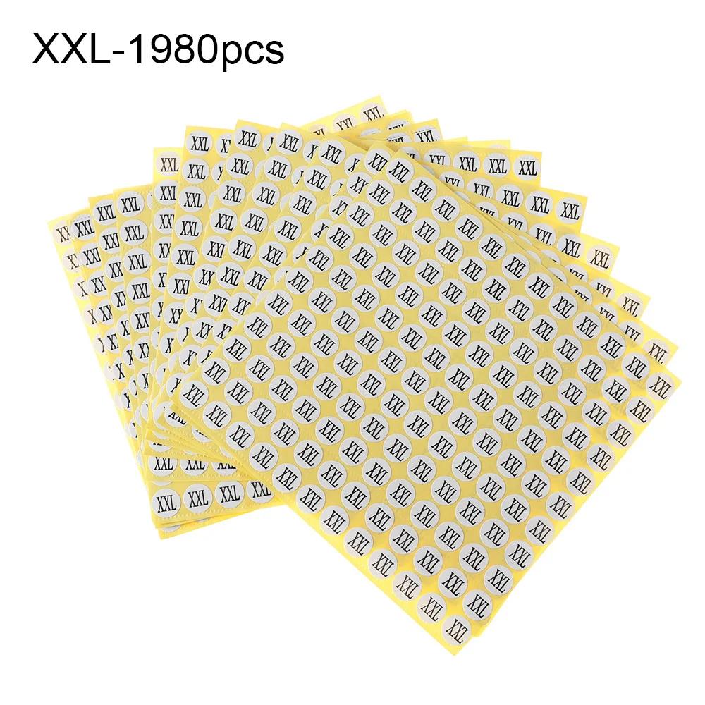 500/1980pcs Paper Self-Adhesive Size Labels for Clothing Garment Shoes Size Sticker Tags Sticker Size Label XS/S/M/L/XL Size