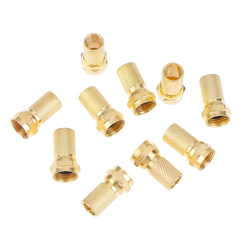 10 шт. скручивающиеся вилки коаксиального кабеля Rg6 типа F, латунный разъем, медь