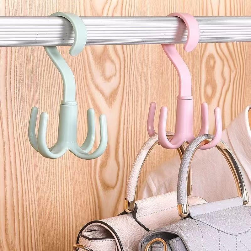 Hooks Neck Tie Holder Space Saving Handbag Clothes Ties Bag Holder Shelf Clothes Shoe Hanger 360 Degrees Rotated Belt Closet