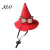 Festive Cat Costume Accessories Pointed Christmas Hat, Adjustable Pet Wizard Hat with Bow, Cute Soft Kitten Bonnet Witch for Small to Medium