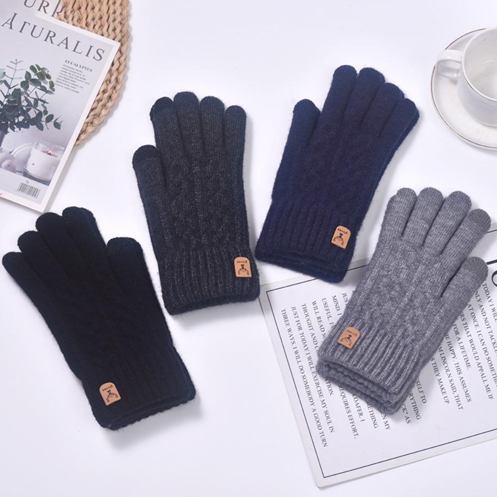 Elastic Wool Knitted Gloves Thicken Full Finger Guantes New Crochet Glove Women Men
