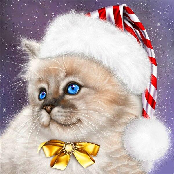 5d алмазная живопись, полная дрель, круглая Алмазная вышивка кошка, собака, вышивка крестиком, стразы, мозаика, Рождественский подарок