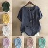 Women's Fashion Round Neck Short Sleeve T-shirt Casual Cotton Linen Graphic Shirt Leisure Loose Sketch Flowers Prined Summer Blouse Tops