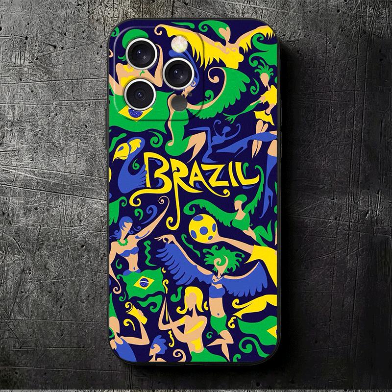 Brazil Brazilian Flag Soft Phone Case for iPhone 16 16E 17 Air 15 Pro Max 14 Plus 13 Mini 11 12 7 Black Cover Back Shell