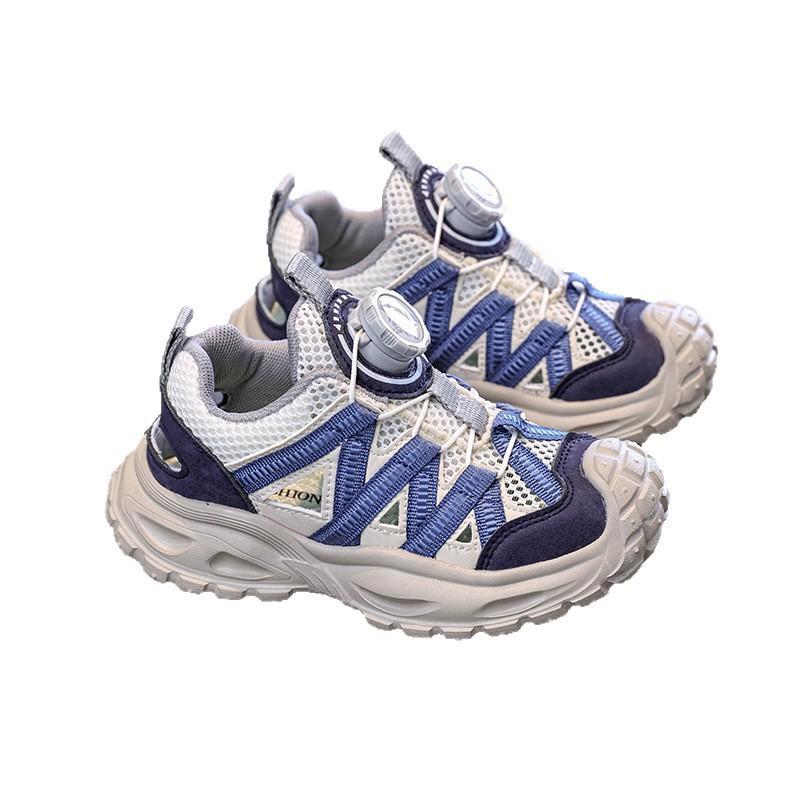 Kids Breathable Mesh Sneakers With Rotating Hook Lightweight Outdoor Running Shoes Boys Girls Ages 1-16