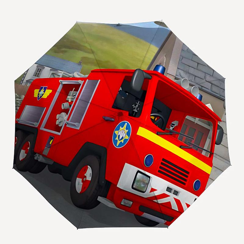 Fireman Fire trucks Themed Travel Umbrella-8 Ribs Automatic Opening and Closing, Portable Folding Design, Compact and Stylish Umbrella Suita
