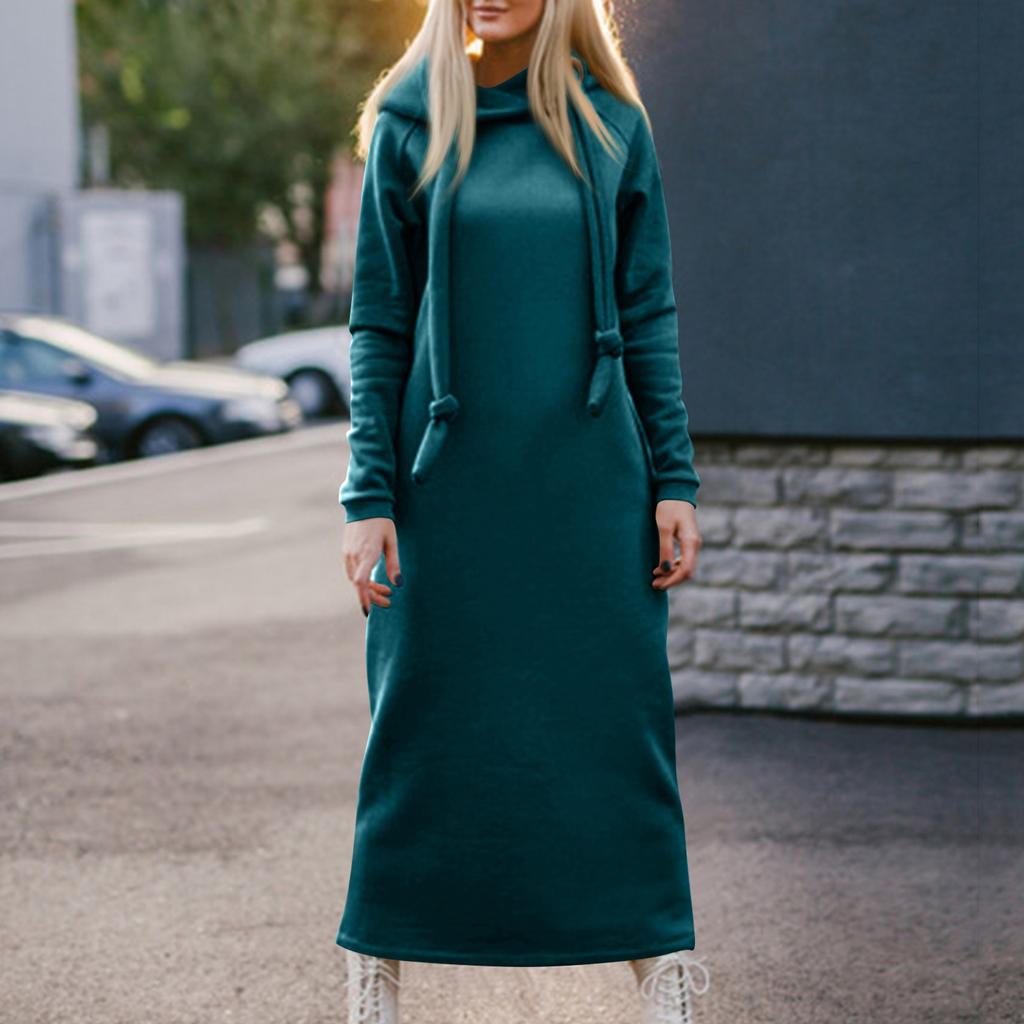 Женский модный однотонный худи с длинными рукавами и флисовой подкладкой