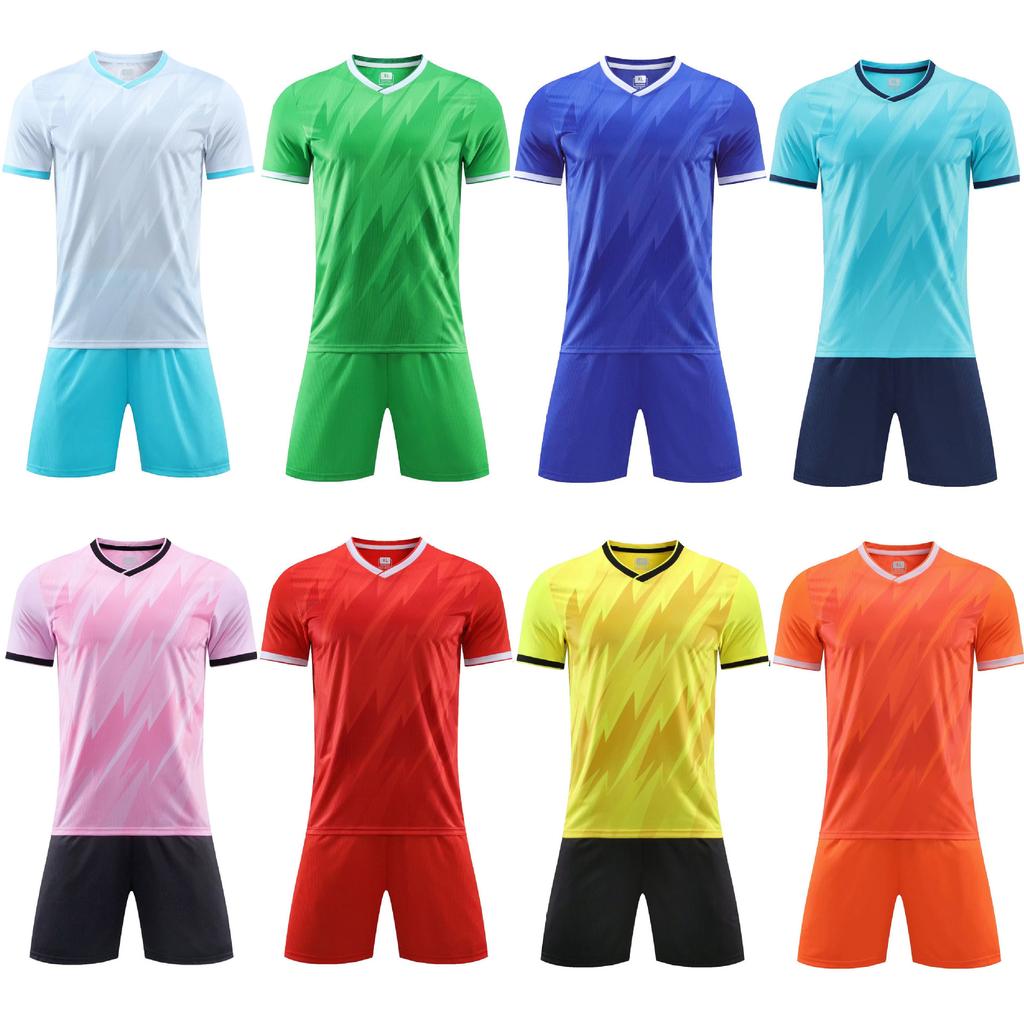 Wholesale 2025 children's football jersey set, primary school football training jersey, boys and girls competition printed jersey