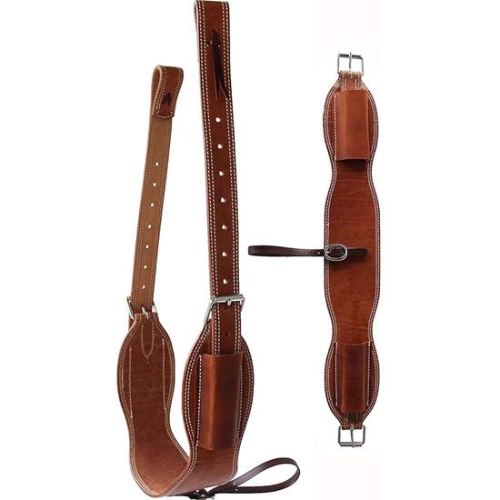 Horse Western Leather Complete Flank Cinch Set Rear Flank Back Cinch Girth Saddle Billets TACK Horse Cinches (Leather)
