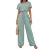 Waist Up Shirt Wide Leg Pants Set Pure Color Waist-Controlled Top High Waist Loose Pants Suit