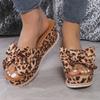 Shoes for Women Summer Fashion Modern Slippers Outdoor Simple Princess Beach Slippers Women Bow Tie Wedge Leopard Ladies Shoes