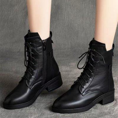 Женские полусапоги с кисточками на массивном каблуке Мартин - Низкий каблук, Плюс вельвет, Осень и зима, Взрослые размеры