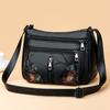Large Capacity PU Leather Women Shoulder Handbags Vintage Dragonfly Flowers Multi-Pocket Crossbody Mommy Bag For Travel