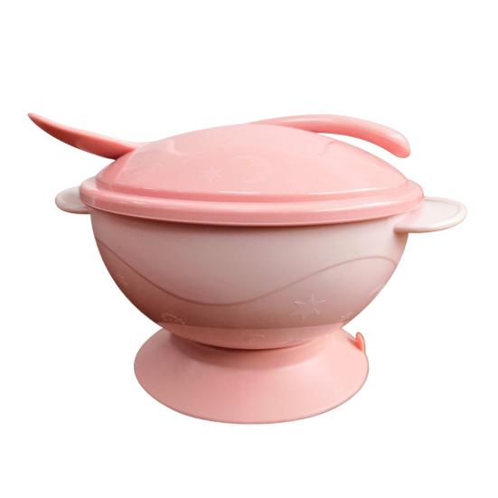 1 Set Suction Bowl with Spoon Eco-friendly Safe Long-lasting Smooth Edge Diet Training Polypropylene Suction Cup Baby Cutlery Bowl Household Supply
