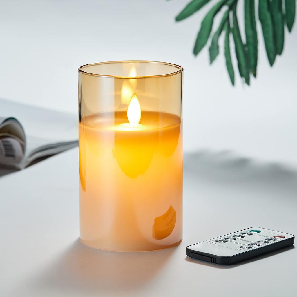 Светодиодная свеча батарейка мерцает как настоящая MELEJIA пульт управления таймер автоматическое включение яркость теплый свет светодиодная хорошая атмосфера светодиодная свеча коричневая L 8см x