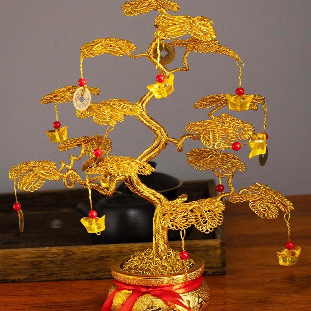 Домохозяйство Растущее Процветание Дерево Удачи Креативное Украшение Денежное Дерево Открытие Подарок на Новоселье Золотое Удачное Денежное Дерево Декор