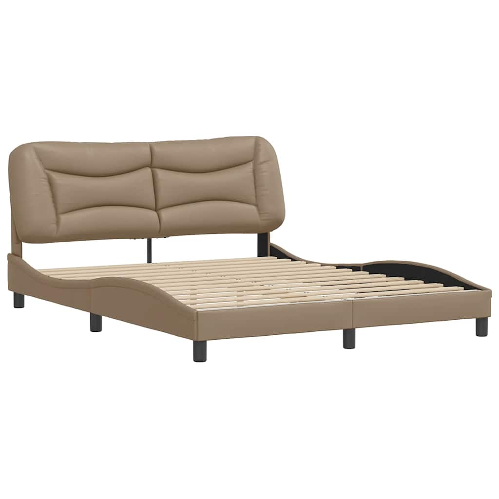 Bed Frame without Mattress Hvar Cappuccino Brown 160x200 cm Faux Leather
