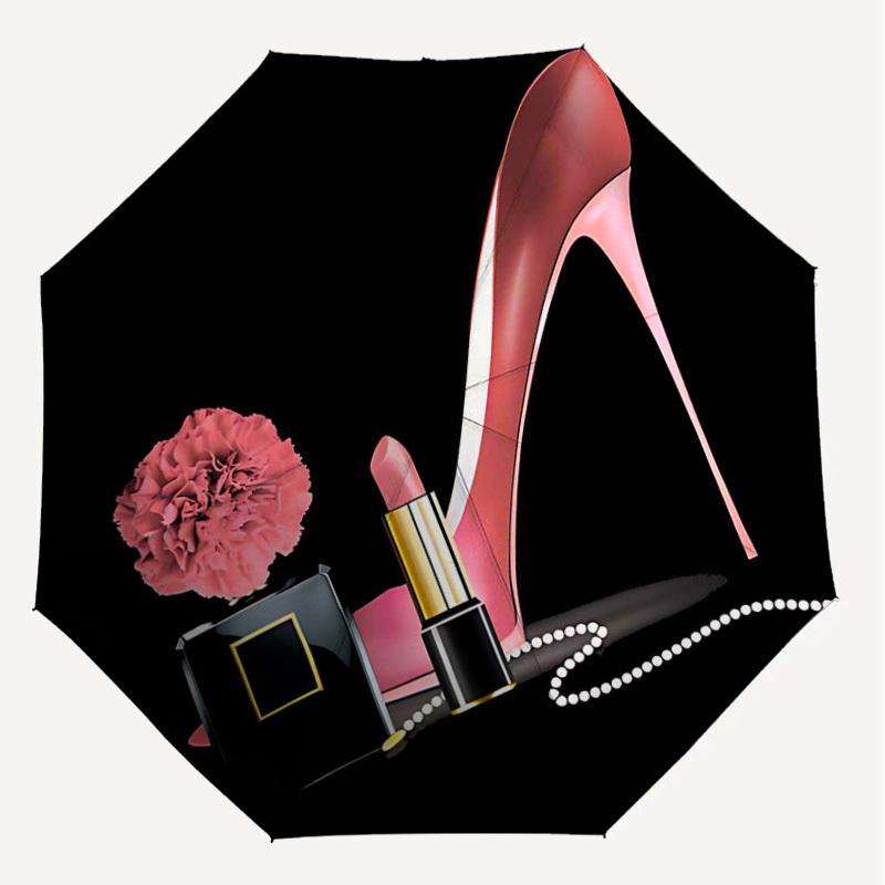1PC high heel lipstick Umbrella-8-Rib Reinforced Portable Folding Travel Suitable for All Seasons Outdoor Daily Use-J324