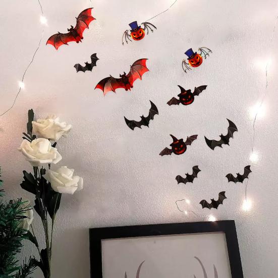 Bat Sticker PVC Spooky Living Room Bedroom Background Wall Decoration Flying Pumpkin Decal Party