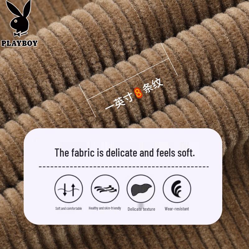 PLAYBOY Men's Cotton Corduroy Casual Straight-Leg Trousers