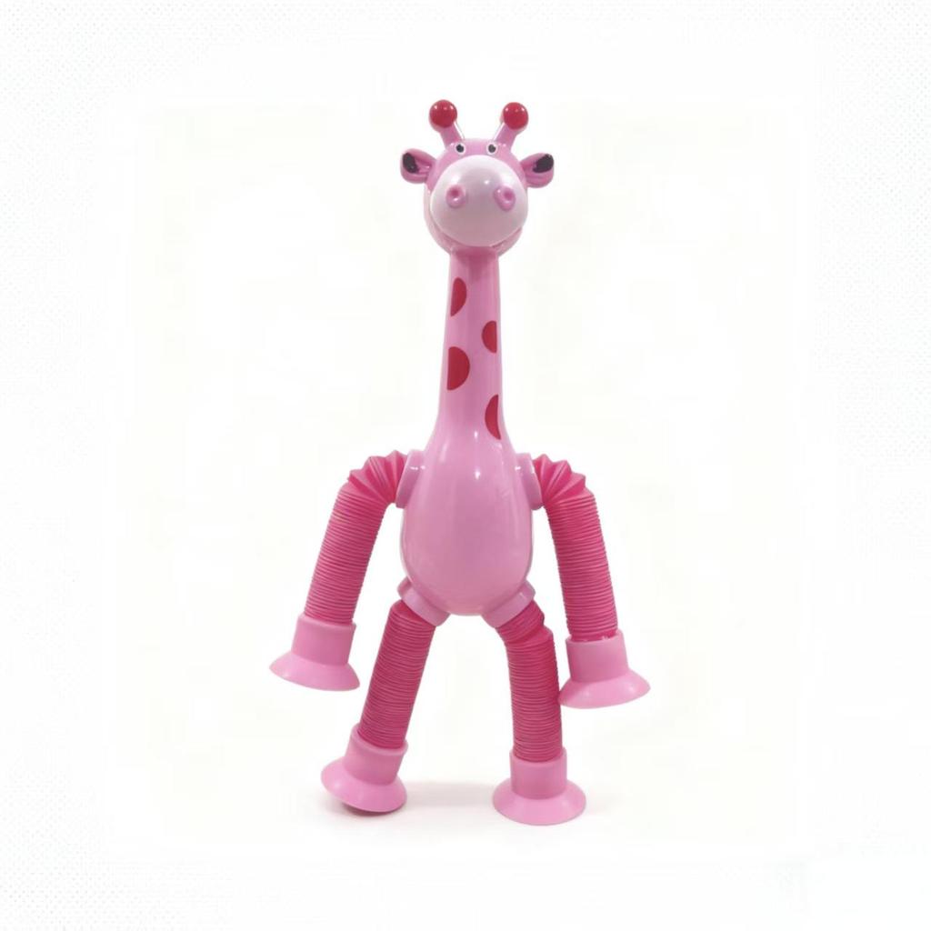 Suction Cup Giraffe Light-Up Extendable Tube Educational Cartoon Toy for Kids