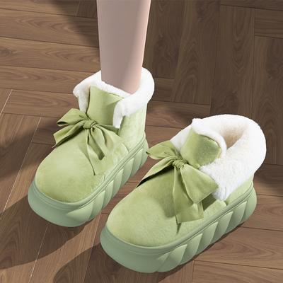 Модные хлопковые тапочки на толстой подошве для женщин на осень и зиму, новый стиль, домашние плюшевые комнатные хлопковые туфли, женские зимние ботинки