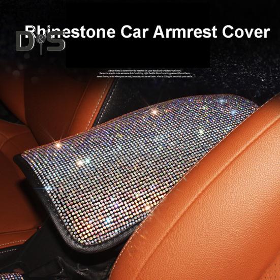 Чехол на подлокотник автомобиля со стразами, универсальная прямоугольная эластичная лента, защитная накладка для центральной консоли, подушка, коврик, аксессуары для салона автомобиля