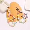 Colored Hollow Out Five-Pointed Star Keychain Pendant Dopamine Colorful Style Beaded Chain Earphone Case Keychain Accessories