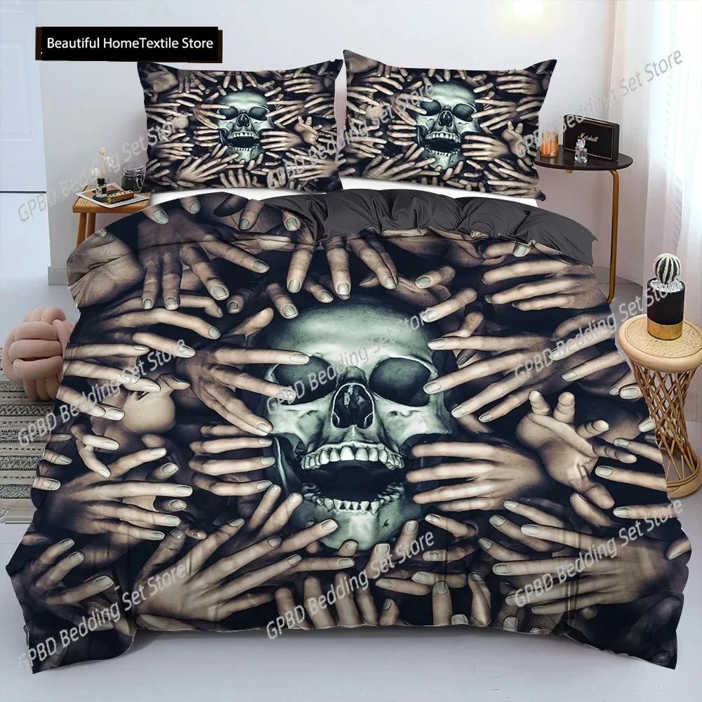 Комплект пододеяльника 3D Scream Horror Skull размера Queen, комплекты постельного белья Sugar Skull, одинарный, полуторный, полный, королевский, чехол для одеяла, декор для спальни