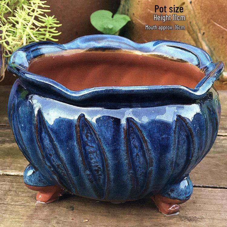 Yixing Handmade Coarse Pottery Medium Succulent Planter - Breathable Zisha Ceramic Ebony Tree Pot for Green Plants