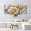 Feeby Feeby Five piece picture canvas print, Tea roses shabby chic