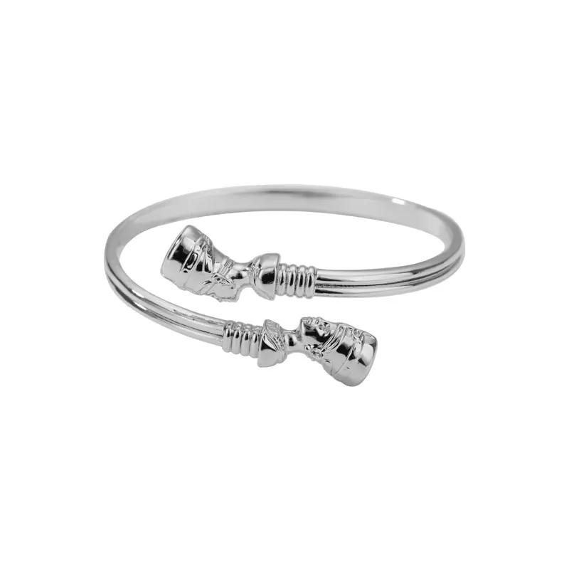 Египетский циркон Браслеты египетской царицы Нефертити для женщин Золотистый браслет-манжета из нержавеющей стали Винтажный регулируемый браслет