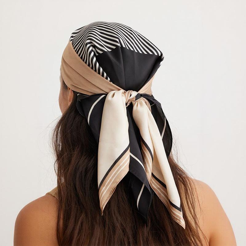 Luxury Women Silk Square Scarf Shawl Fashion Xiaoxiangfeng Print Design Satin Hijab Wraps Neckerchief Female Hair Bands 70*70CM