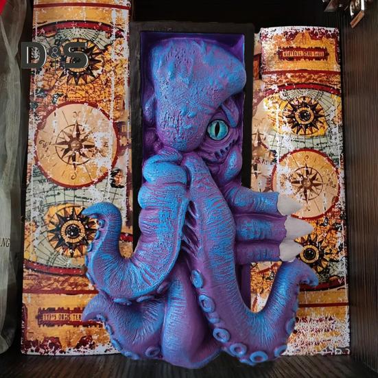Осьминог подставка для книг уголок 3D статуэтка осьминога декор книжной полки винтажный фэнтезийный осьминог подставка для книг для домашнего офиса украшение книжной полки