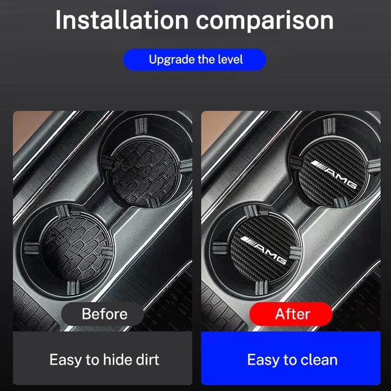 ZLLB1 2pcs Car Water Cup Pad Holders Non-slip PUFor Mercedes Benz AMG W203 W204 W206 W220 W205 W211 W212 W201 W168 E300L GLC V8 GT SLK