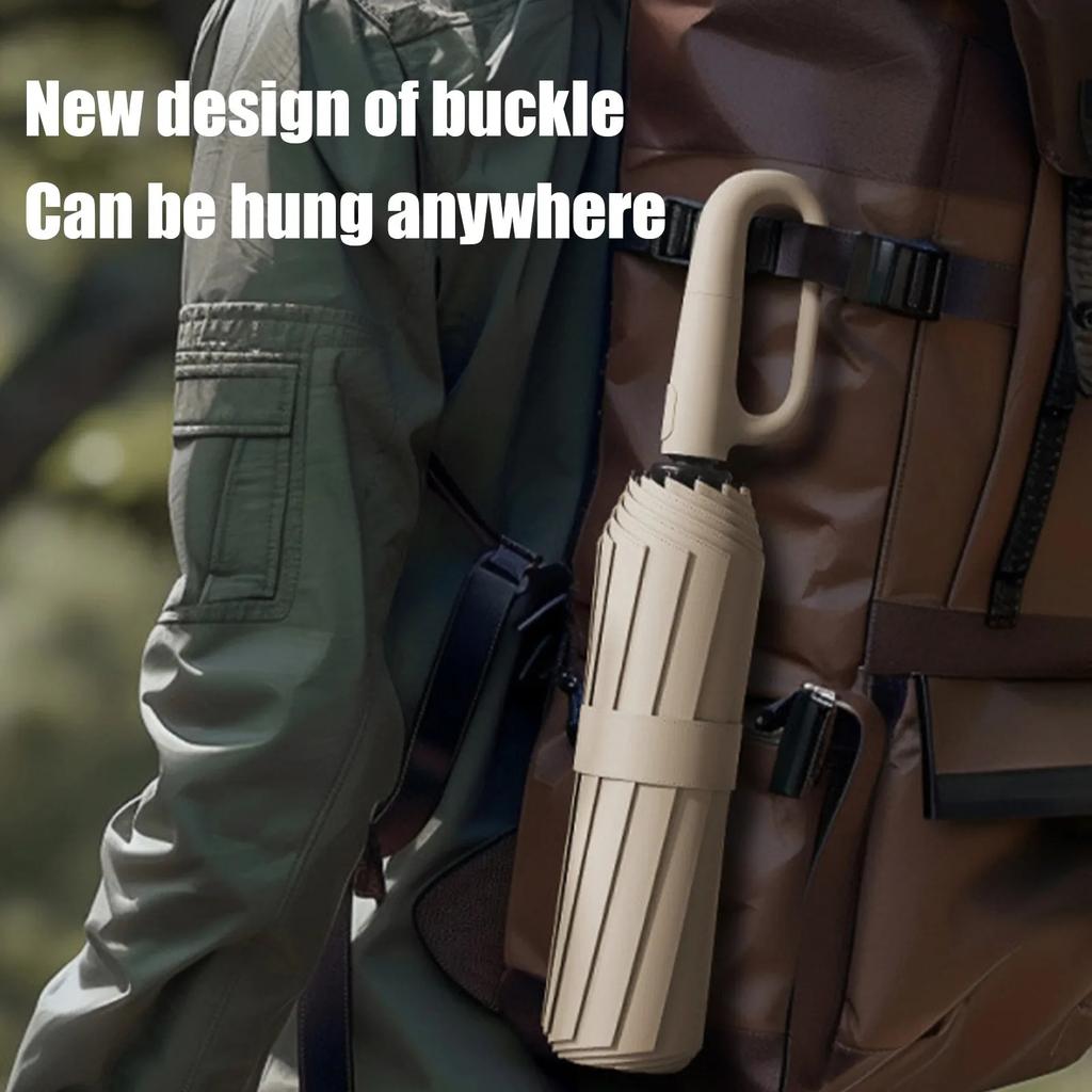 20Bones Windproof Fully Automatic Folding Umbrella With Loop Buckle Upf50+ Protable Compact Sun Rain Umbrellas For Women And Men