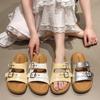 Summer Wear Fashion Muffin Platform Slippers Women's New Metal Buckle Retro Casual Beach Sandals