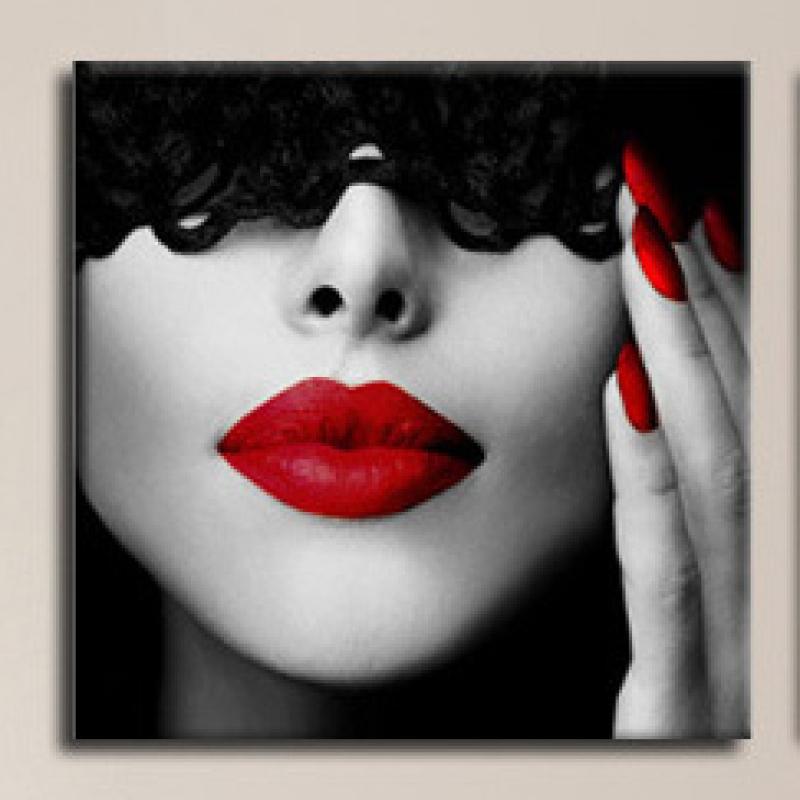 Современная Картина На Тканном Холсте, Красная Картина На Холсте, Губа F, Северная Картина, Домашний Декор, Настенное Искусство, Плакат, Гостиная, Девушка, Спальня, Поделки